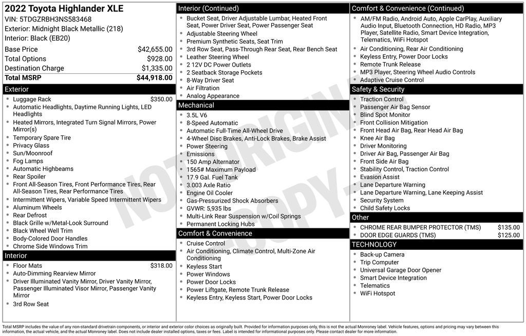 2022 Toyota HIGHLANDER XLE