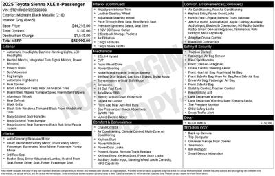 2025 Toyota SIENNA XLE XLE 8 Passenger