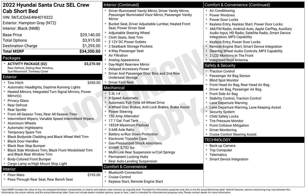 2022 Hyundai Santa Cruz SEL