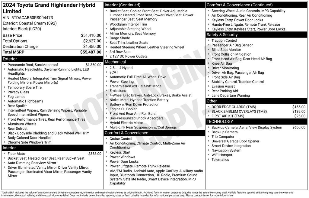 2024 Toyota GRAND HIGHLANDER HV Limited