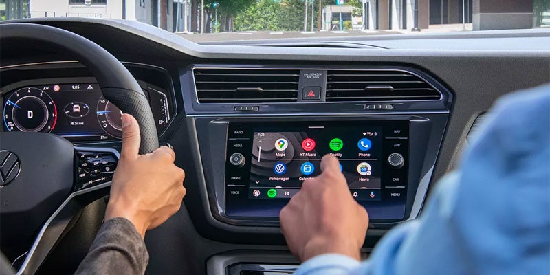 Volkswagen Tiguan touchscreen infotainment system with smartphone connectivity and digital display.