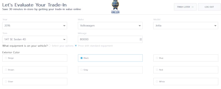 trade appraisal page screenshot
